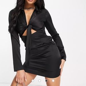 NaaNaa Tie Front Satin Dress